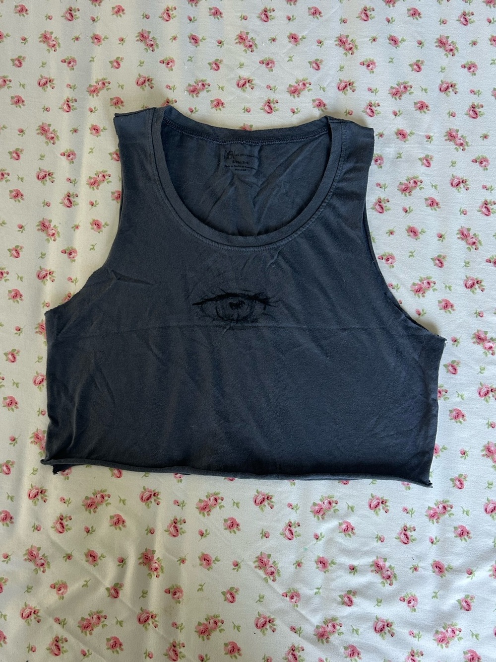 No Boundaries Black Cropped Tank with Eye Paint Design